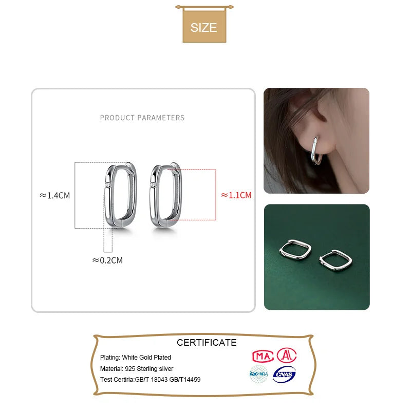 TrustDavis Man/Women's 925 Sterling Silver Hoop Earrings Cute Neat Gift For Girls/Boys Fine Jewelry Accessory Party Gift  DA1417