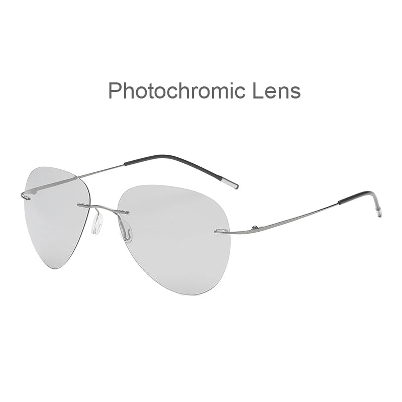 Sunglasses Men Vintage Ultralight Brand Designer Frameless Grey Photochromic