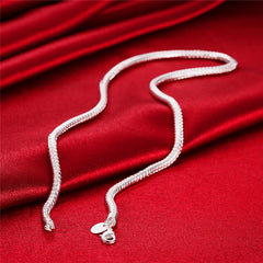 925 Sterling Silver 16/18/20/24/22/24/26/30 Inch 3mm Snake Chain Necklace For Woman