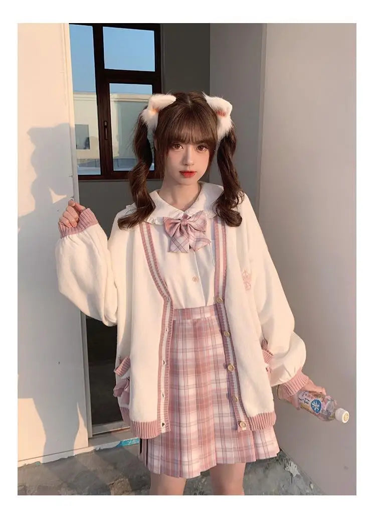 Autumn Winter Women Sweater Loose Japanese Style Sweet Knitted Cardigan