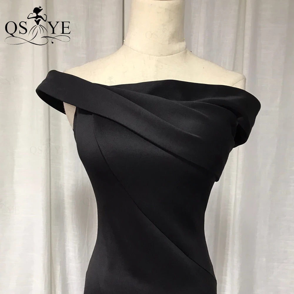 Evening wear Dresses: Black Evening Dresses Elastic Mermaid Off the Shoulder