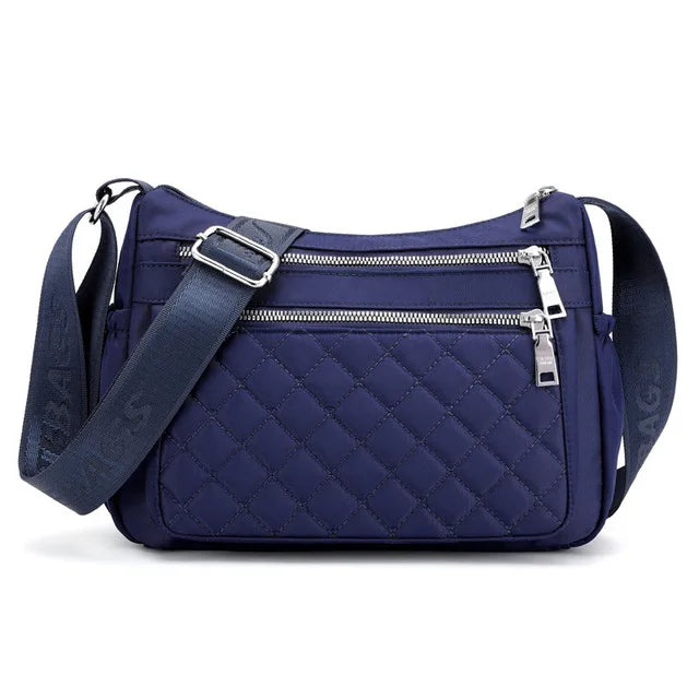 Women Nylon Shoulder Bag Waterproof Multi-pocket Zipper Bag Ladies