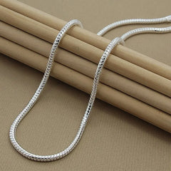 925 Sterling Silver 16/18/20/24/22/24/26/30 Inch 3mm Snake Chain Necklace For Woman