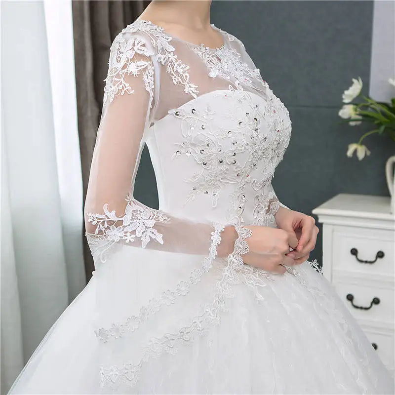 White Bridesmaid Dresses: Wedding Dresses Simple O-neck Back Lace Up Wedding Gown