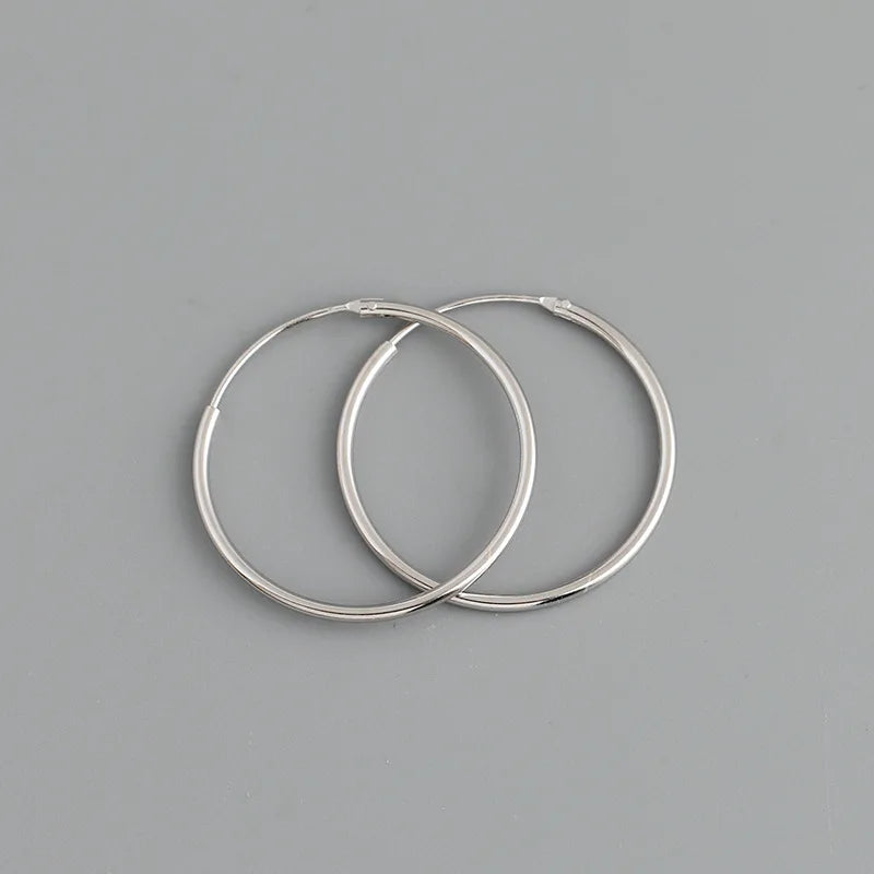 WANTME Genuine 925 Sterling Silver Fashion Korean Simple Hoop Earrings for Women Men Charming Chic Party Jewelry Accessories