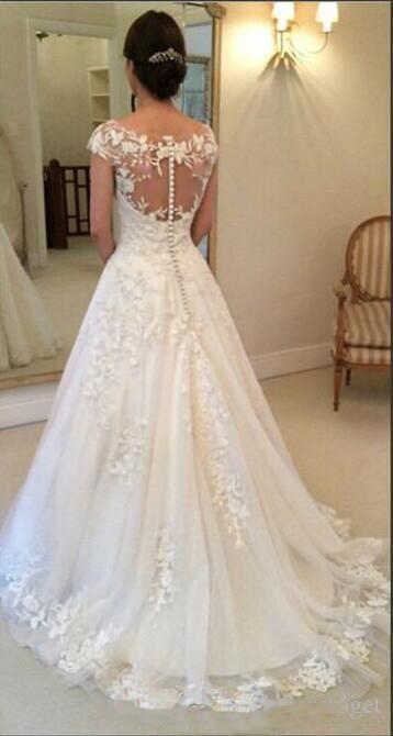 White Bridesmaid Dresses: Wedding Dresses Sheer Back Cap Sleeves Vintage Lace