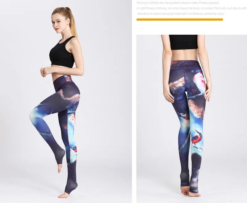 Cloud Hide Yoga Pants Women High Waist Trainer Sports Leggings Long Tights Floral