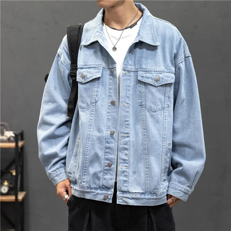 Denim Jacket Men Vintage Jean Coats Streetwear Fashion Jean Jacket Men