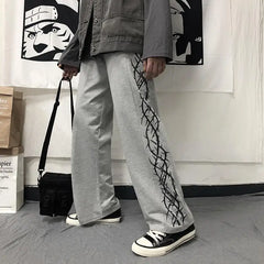 Y2k Oversize Graphic Wide Sweatpants Men Streetwear Print Casual Track Pants