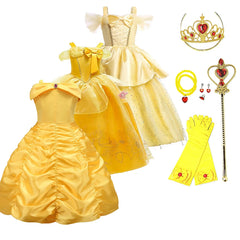 Kids Princess Dresses Girls Belle Party Costume Children Christmas Birthday Flower