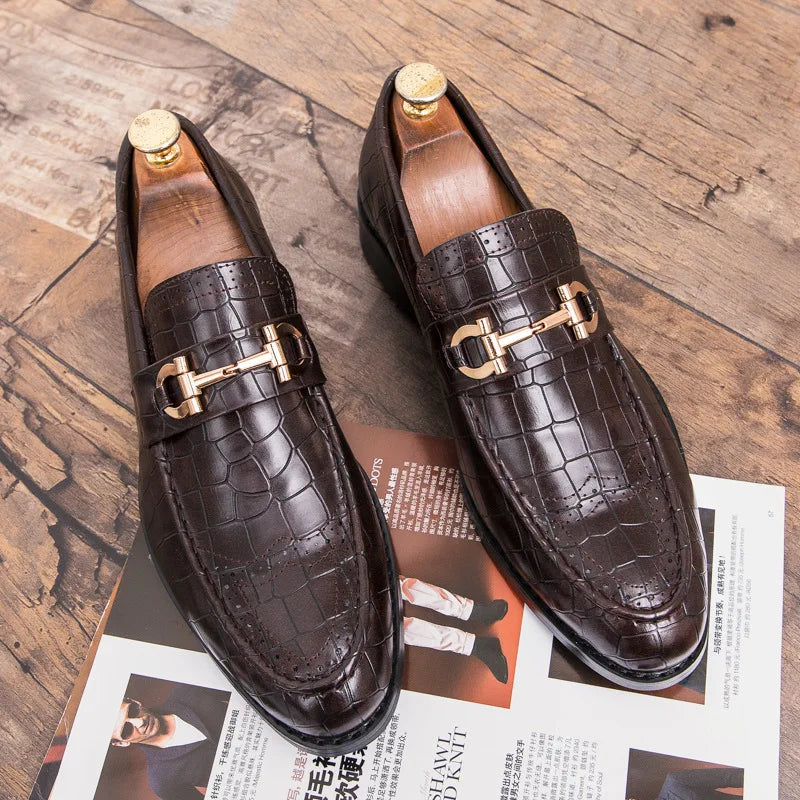 2020 Men Formal Business Brogue Shoes Luxury Men'sDress Shoes Male Casual Genuine Leather Wedding Party Loafers jkm98