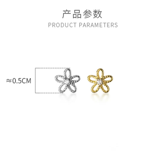 WANTME Real 100% 925 Sterling Silver Cute Sweet Hollow Mini Small Flower Geometric Stud Earrings for Women Korean Fine Jewelry
