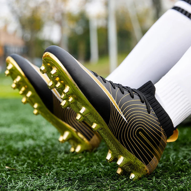 Professional Unisex Soccer Shoes Long Spikes TF Ankle Football Boots