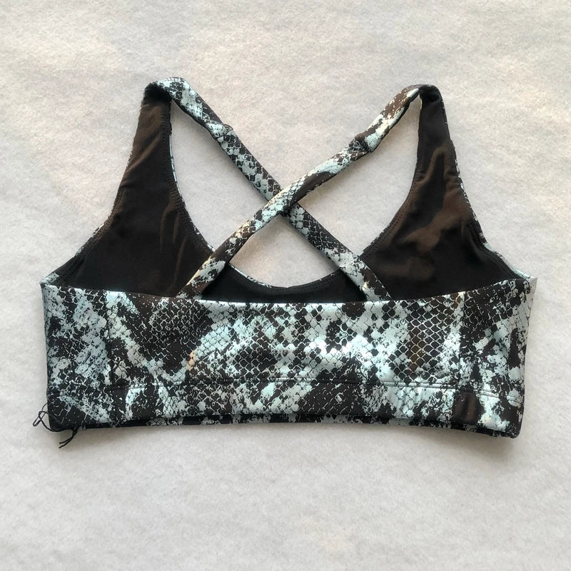 Women's Retro Metallic Snake Gym Leggings Blue Silver Shiny Legging Fitness Bottom