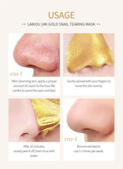 24K Gold Snail Collagen Peel Off Mask Reduce Blackheads Deep Cleaning Oil-Control Shrink Pores Hydrating Smooth Face Skin Care