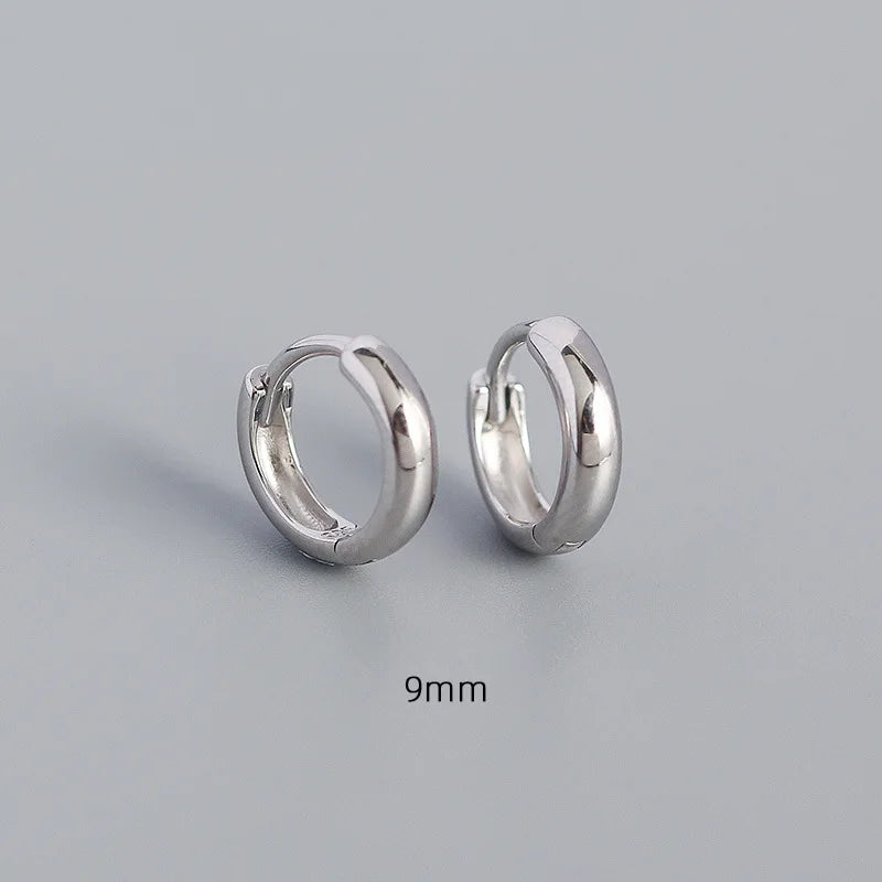WANTME 925 Sterling Silver Minimalism Punk Rock Wide Hoop Earrings for Women Men Fashion Gothic Bohe Huggie Ear Buckle Jewelry