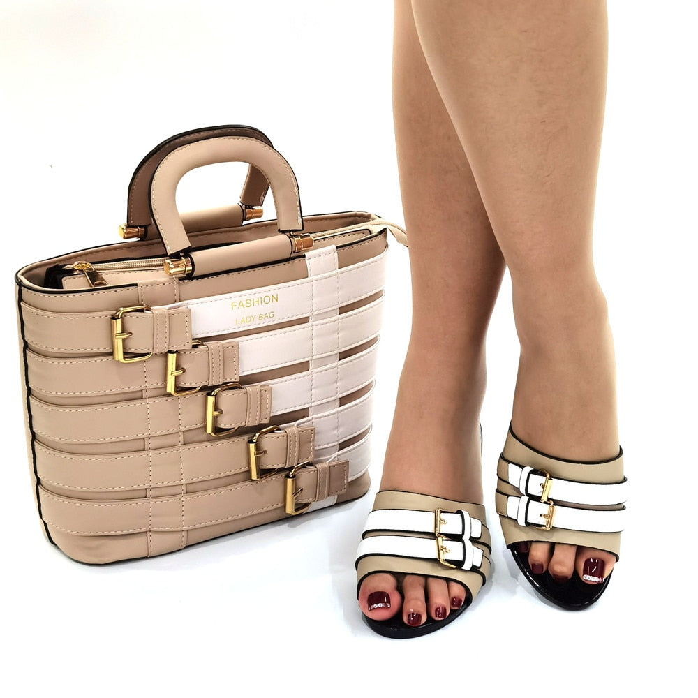 Italian design Shoes with Matching Bags Set Decorated