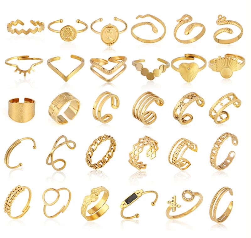 Fashion Euramerican Gold Colour Ring Rings Women Ring Stainless Steel Ring Woman