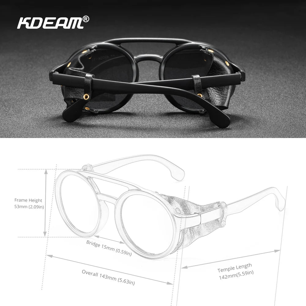 Sunglasses Men Women Leather Shield Sunglasses  Twin Bridge Designed