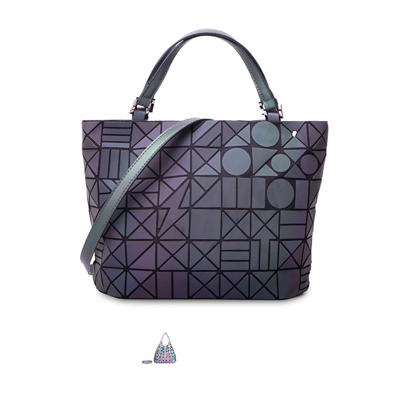 Luminous reflective  Bag Geometric Tote Folding Shoulder Bags for women