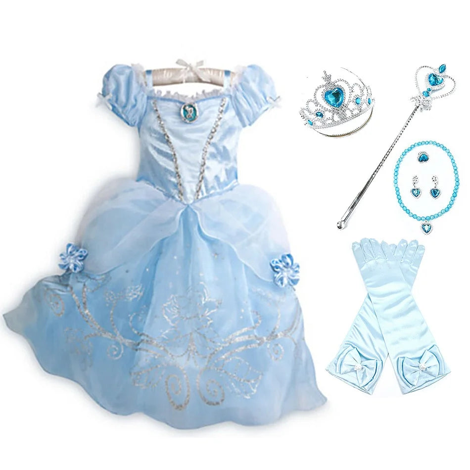 Children Princess Fancy Costume Girls Rapunzel Anna Dress Kids Christmas
