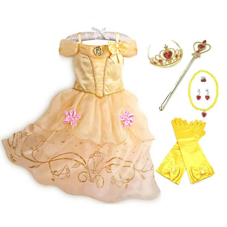 Children Princess Fancy Costume Girls Rapunzel Anna Dress Kids Christmas
