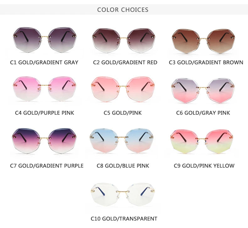 Sunglasses Women Ocean Water Cut Trimmed Lens Metal Temples Sun Glasses