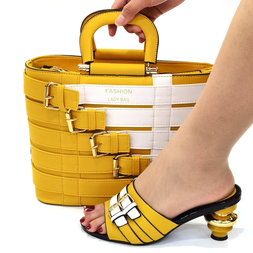 Italian design Shoes with Matching Bags Set Decorated