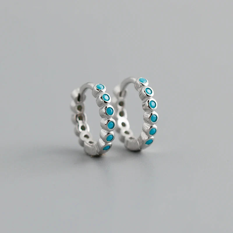 WANTME New Arrival Fashion Korean Blue Zircon Spike Geometric Stud Earrings for Women Real 925 Sterling Silver Gothic Jewelry