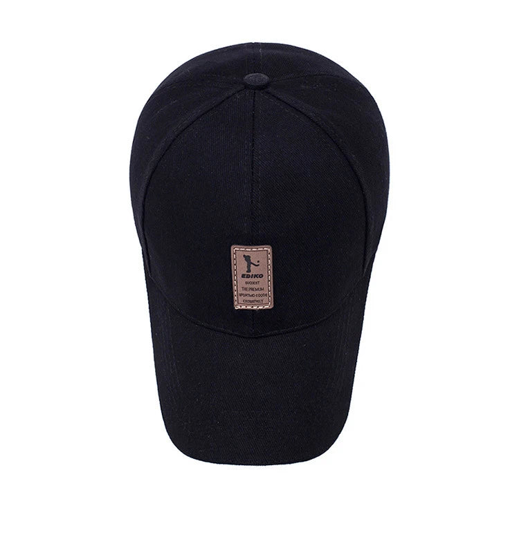 Men Structured Baseball Cap Solid Cotton Snapback Spring Autumn Women Label Stick