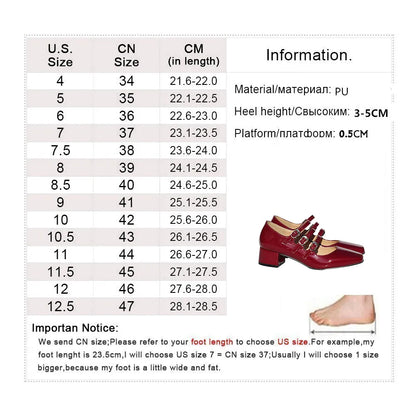New Mary Jane Shoes  Square Toe Pumps Women Sexy Buckle High Heels Shoes Woman Fashion Party Ladies Shoes Zapatos De Mujer
