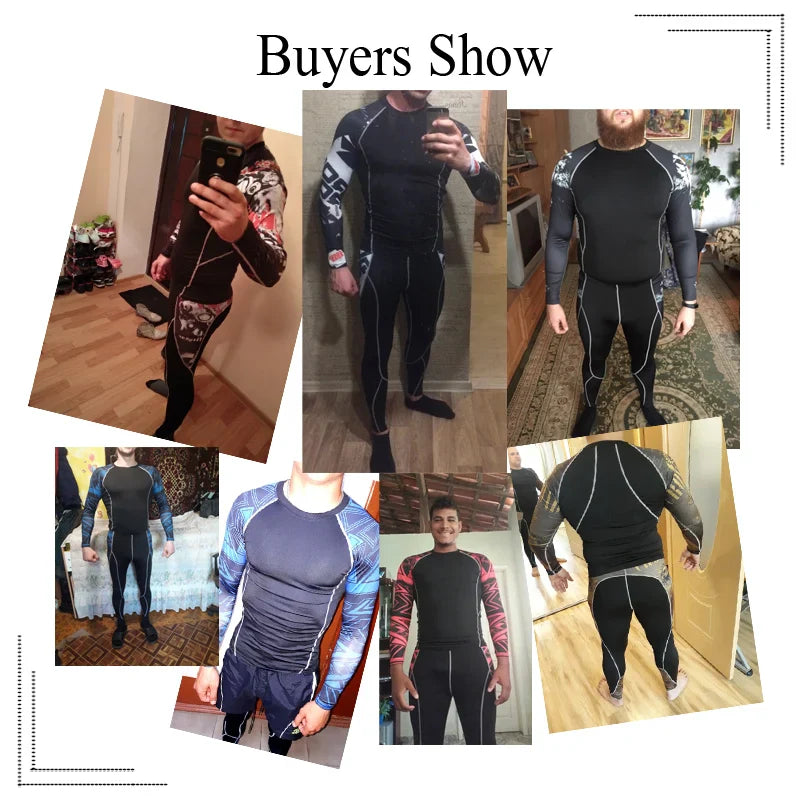 Men's Sports Suit MMA Running Quick-Drying Sportswear Compression Suit Fitness Training 3-Piece Sports Tights