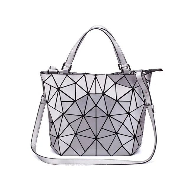 Luminous reflective  Bag Geometric Tote Folding Shoulder Bags for women
