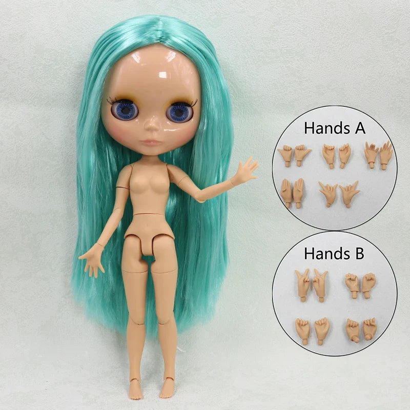 ICY DBS Blyth doll 1/6 bjd joint body tan skin doll glossy face 30cm toy random eyes colors