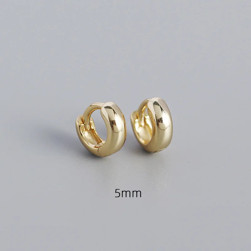 WANTME 925 Sterling Silver Minimalism Punk Rock Wide Hoop Earrings for Women Men Fashion Gothic Bohe Huggie Ear Buckle Jewelry