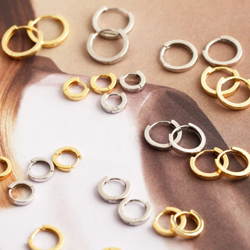 WANTME 925 Sterling Silver Minimalist Punk Rock Circle Hoop Earrings for Women Men Goth Piercing Ear Buckle Charm Fine Jewelry