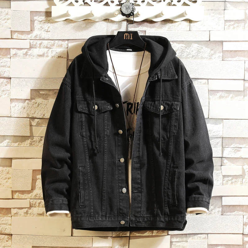 Denim Jacket Men Hooded Casual Men Jean Jackets Streetwear