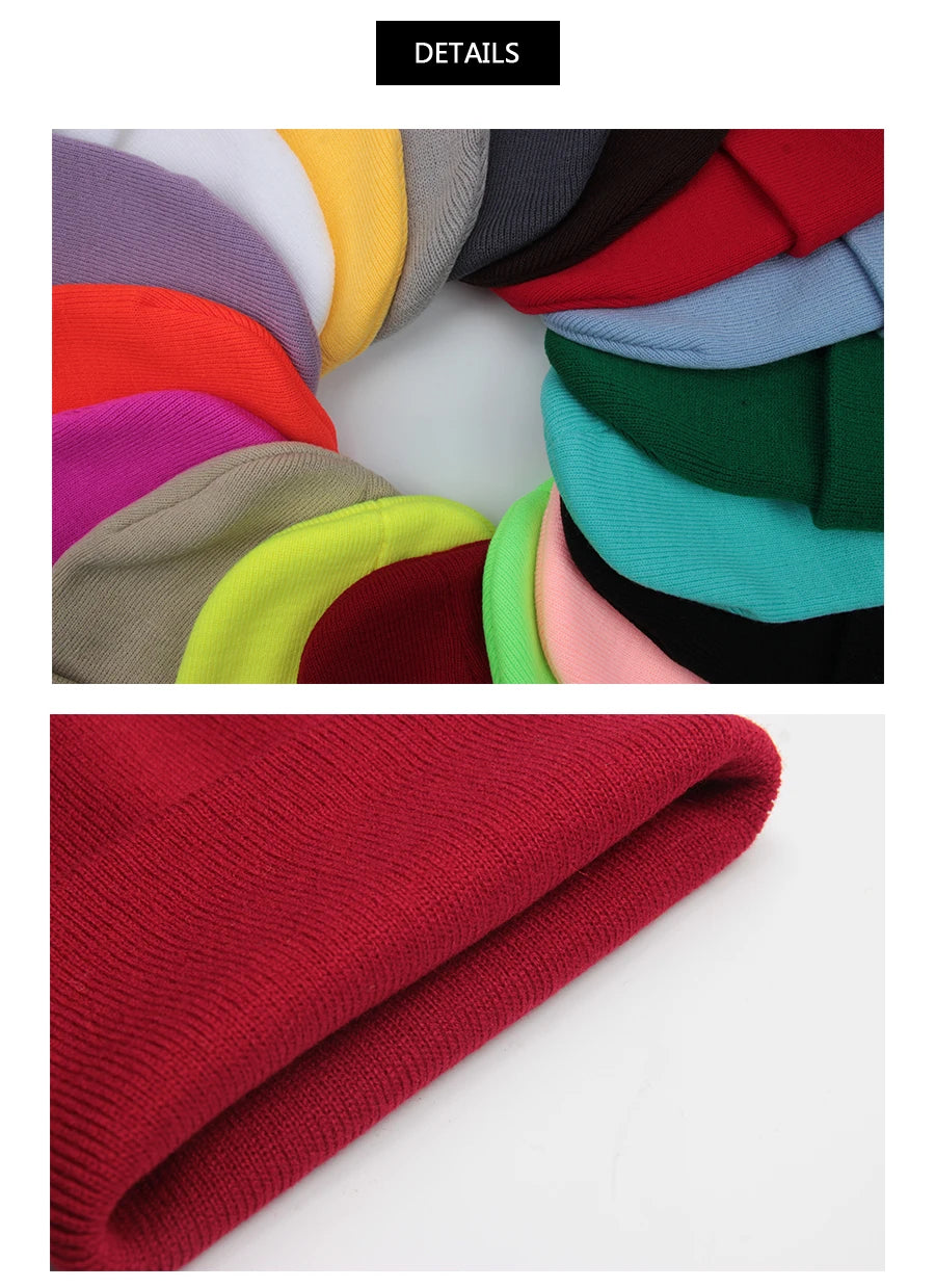 Unisex Beanie Autumn Winter Wool Blends Soft Warm Knitted Cap Men Women