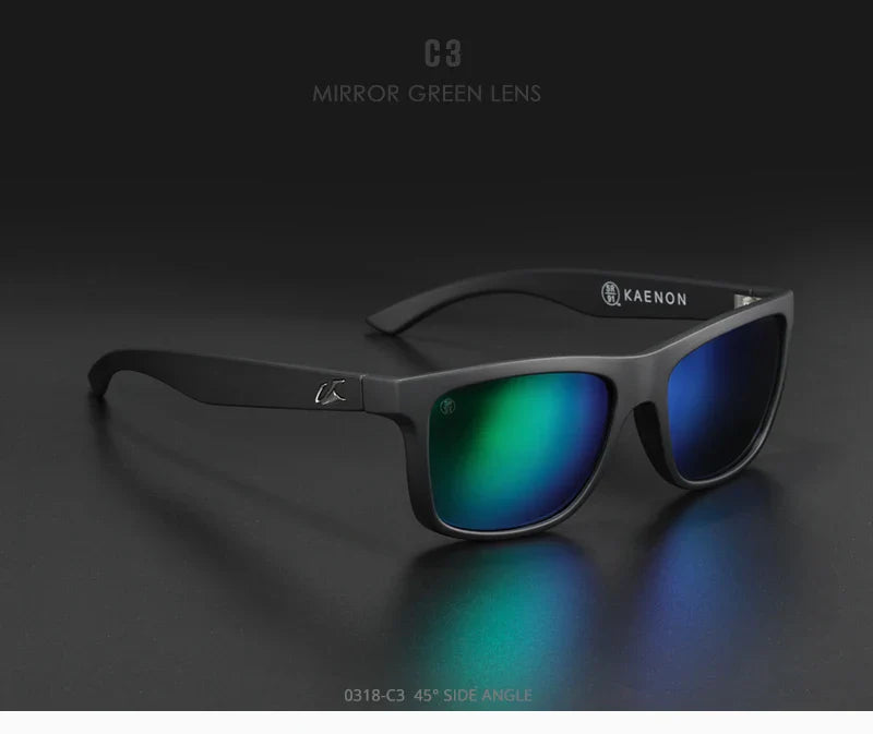 KAENON Square Polarized Sunglasses Men TR90 Flexible Sports Sun Glasses For Women Real Coating Lens With Original Box