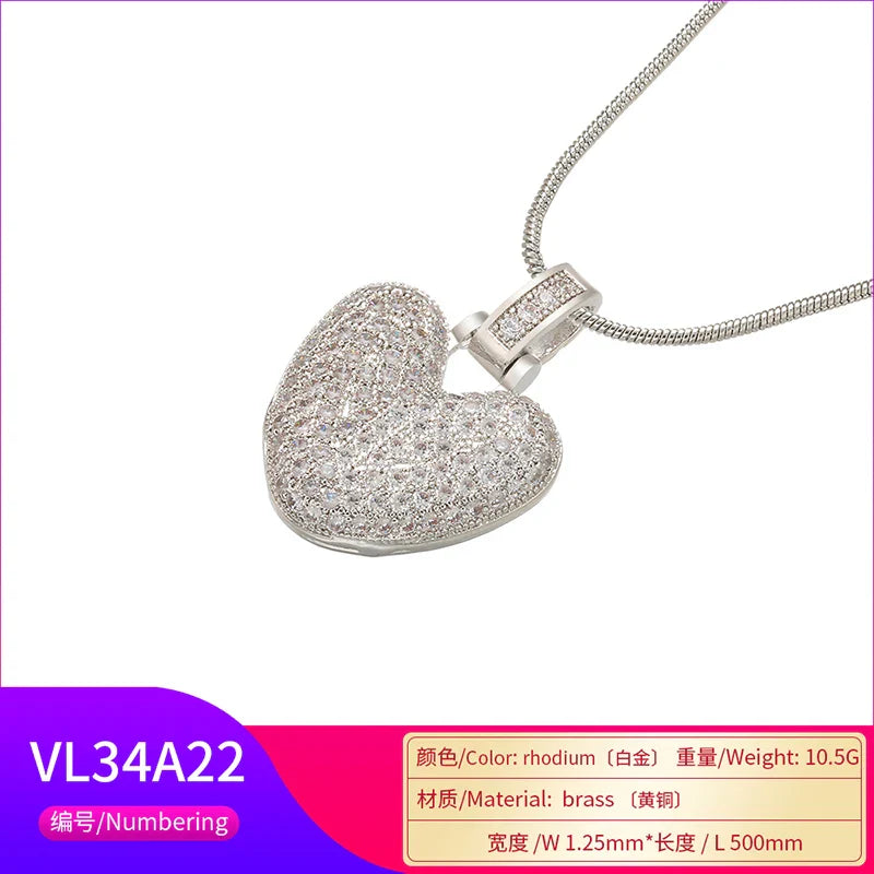 ZHUKOU 1.25x500mm Fat and lovely crystal brass silver color  letter necklace for women friends birthday gift model: VL34
