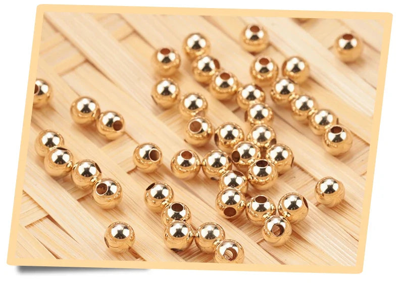 100pcs 14K Gold Filled Spacer Beads 2mm 3mm 4mm Round Loose Bead for Bracelets Necklace DIY Jewelry Making Accessories Wholesale
