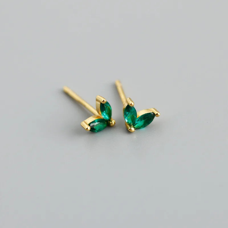 WANTME 925 Sterling Silver Fashion Korean Chic Blue Horse Eye Zircon Stud Earrings for Women Teen Simple Color Piercing Jewelry
