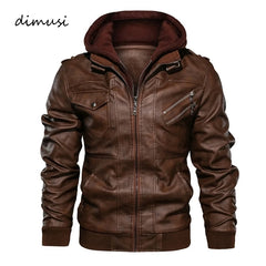 Winter Men's PU Leather Jacket Casual Man Motorcycle Leather Hooded Coats