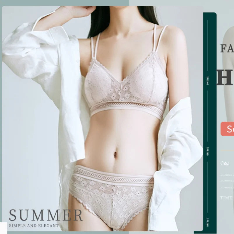 Women Lace Bras Set Backless Bralette Seamless Underwear Lace Top Lingerie