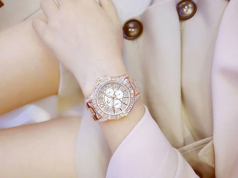 Women Watches Quartz Diamond Luxury Watch Fashion Top Brand Wristwatch Fashion Watch Ladies Crystal Jewelry Rose Gold Watch