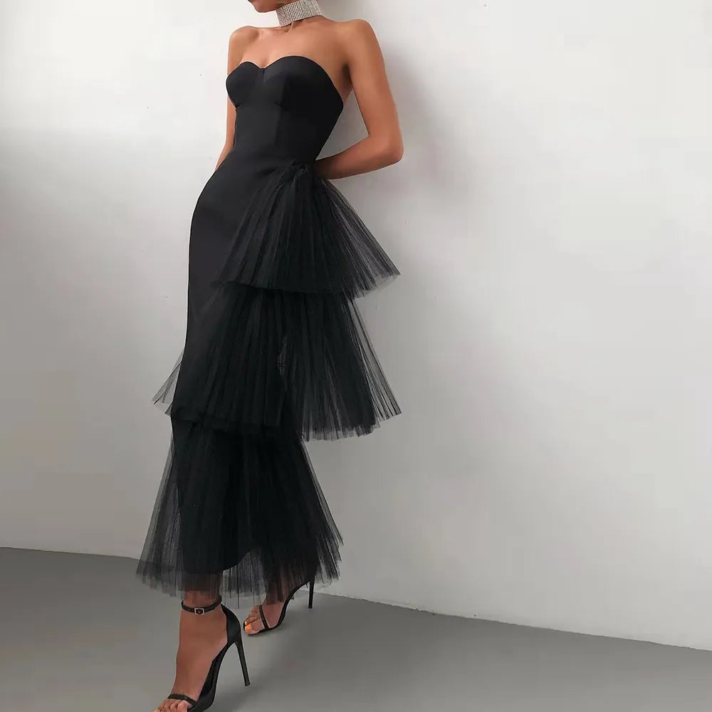 Formal attire Dresses: Bodycon Women Mesh Strapless Party Club Evening