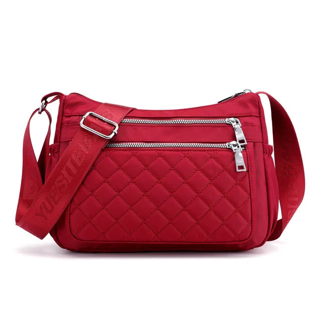 Women Nylon Shoulder Bag Waterproof Multi-pocket Zipper Bag Ladies