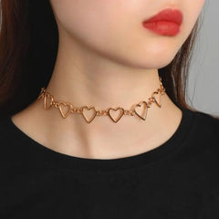 Korean Sweet Love Heart Choker Necklace Statement Girlfriend Gift Cute Bicolor Necklace