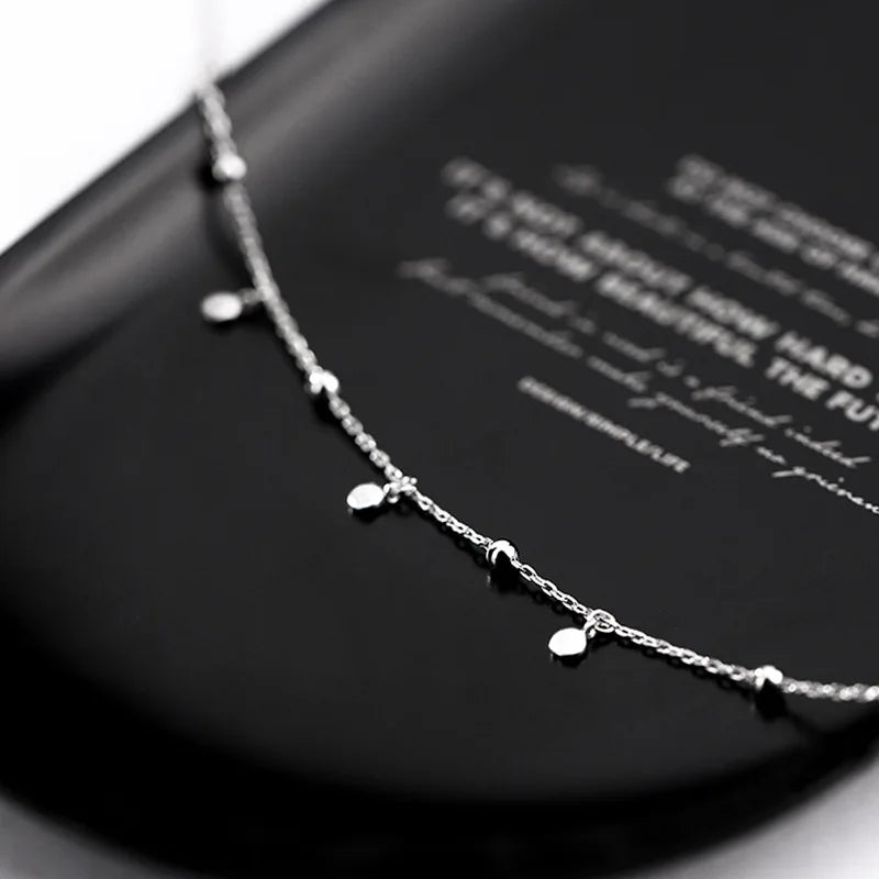 ANENJERY Delicate Jewelry Round Bead Discs Choker Necklace for Women Party Clavicle Chain Necklace Gifts Wholesale S-N695