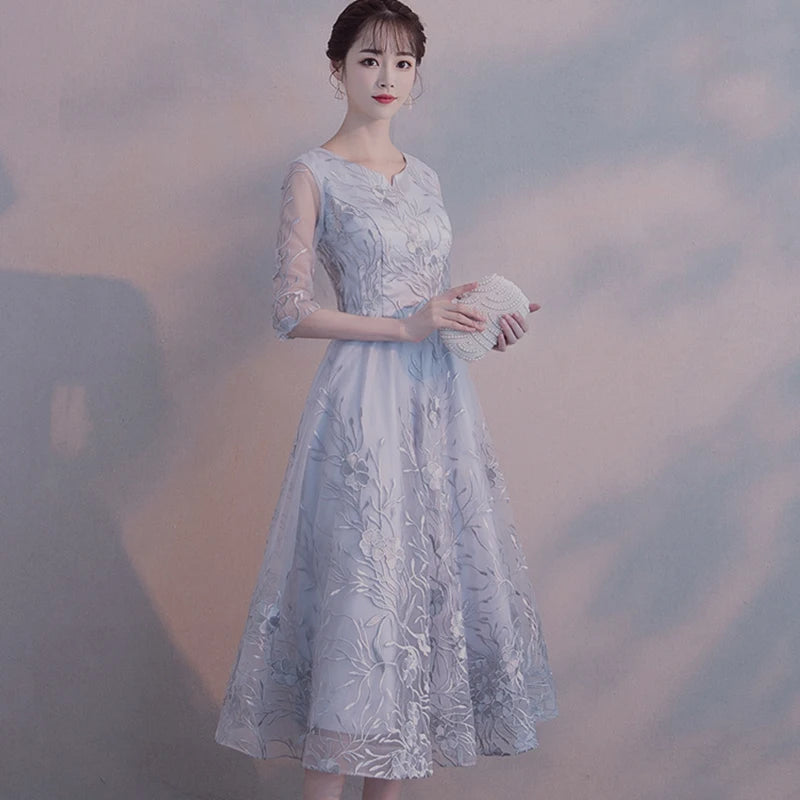 Homecoming Dresses: Prom Dresses Elegant Flower Party O-neck A-line Half Short